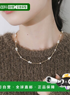 1h可退 日本直邮SMELLY 女士珍珠金属条项链 简约设计 百搭款 SMA
