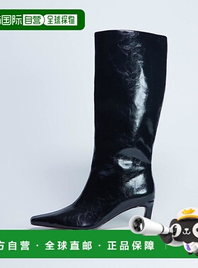 1h可退 潮奢 Topshop 女士 Tanya 尖头及膝靴子(黑色)长筒靴女靴