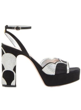 VALENTINO 女士高跟鞋 WS0LY1CQGR2D CO 黑色 BOWOW 厚底高跟凉鞋