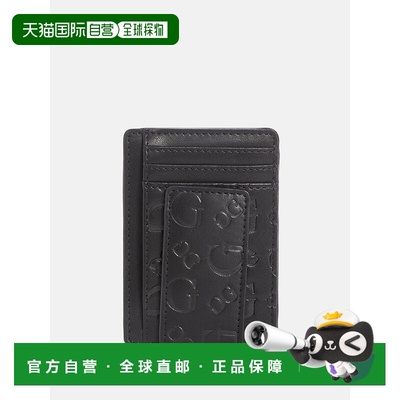 自营guessDebossed Logo Card Case - black snakeskin 美国奥莱