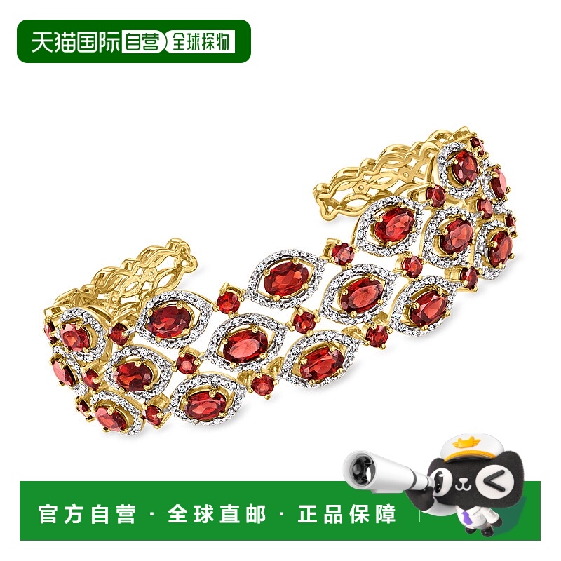 自营 ross-simons罗斯-西蒙斯石榴石和 . 18kt 金镀在纯银上白色