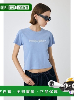 日本直邮MOUSSY LITTLE POPS logo T恤 [MO1164EW036652] 蓝色