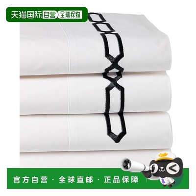 自营 Dea意大利Linens Prato刺绣床单套装，特大号床-白色/黑色