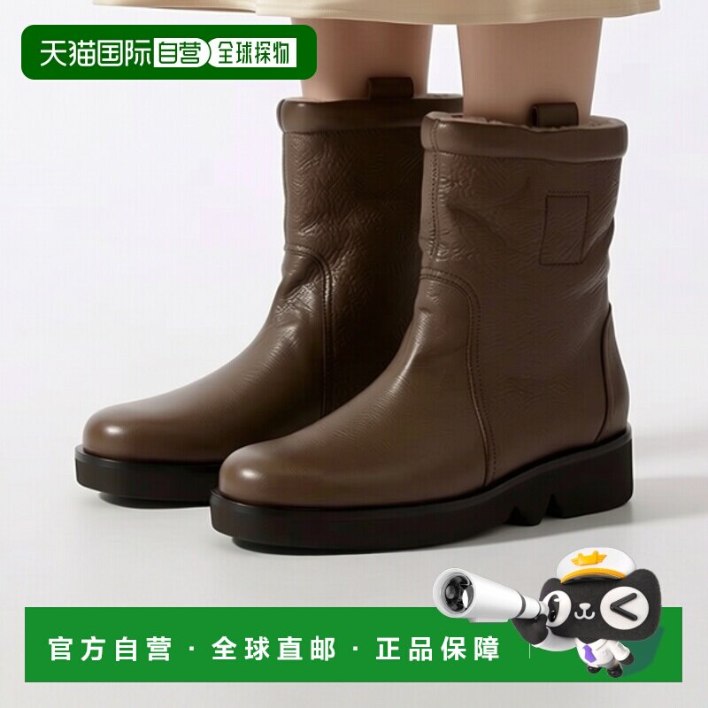 日本直邮SAYA 51223 Saya 3.5cm 真皮蟒蛇内衬短靴 (灰色)鞋