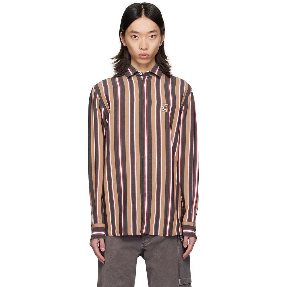 美国直邮Moschino奧莉佛男士衬衫直筒型条纹时尚舒适百搭男装上装