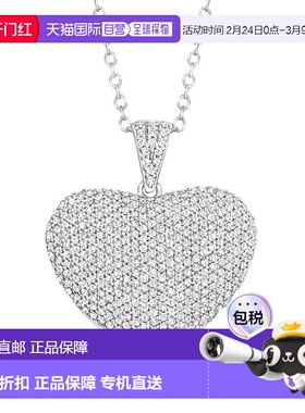 自营Ross-Simons Pave Diamond Heart Pendant Necklace in Sterl