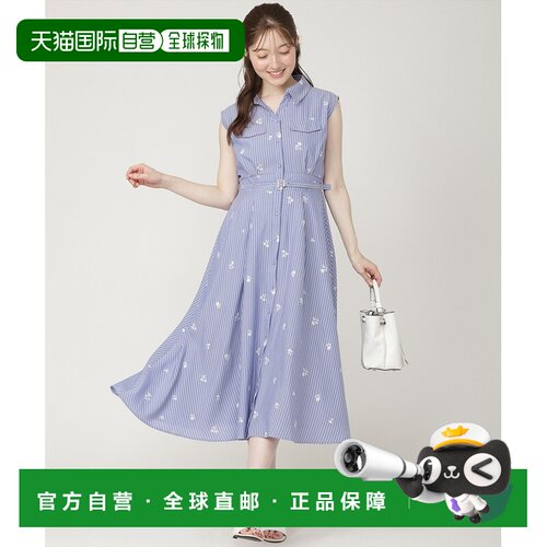 Swingle 女装 条纹×小花刺绣衬衫连衣裙 20072615205129