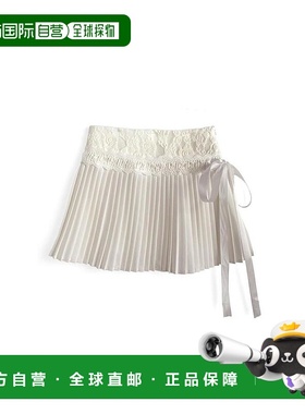 日本直邮日潮 GRL内衬蕾丝褶皱蝴蝶结半身裙迷你裙裙子AT2497