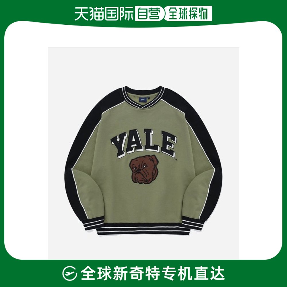 韩国直邮YALE VINTAGE BULLDOGS V NECK SWEATSHIRT KHAKI卫衣YD0