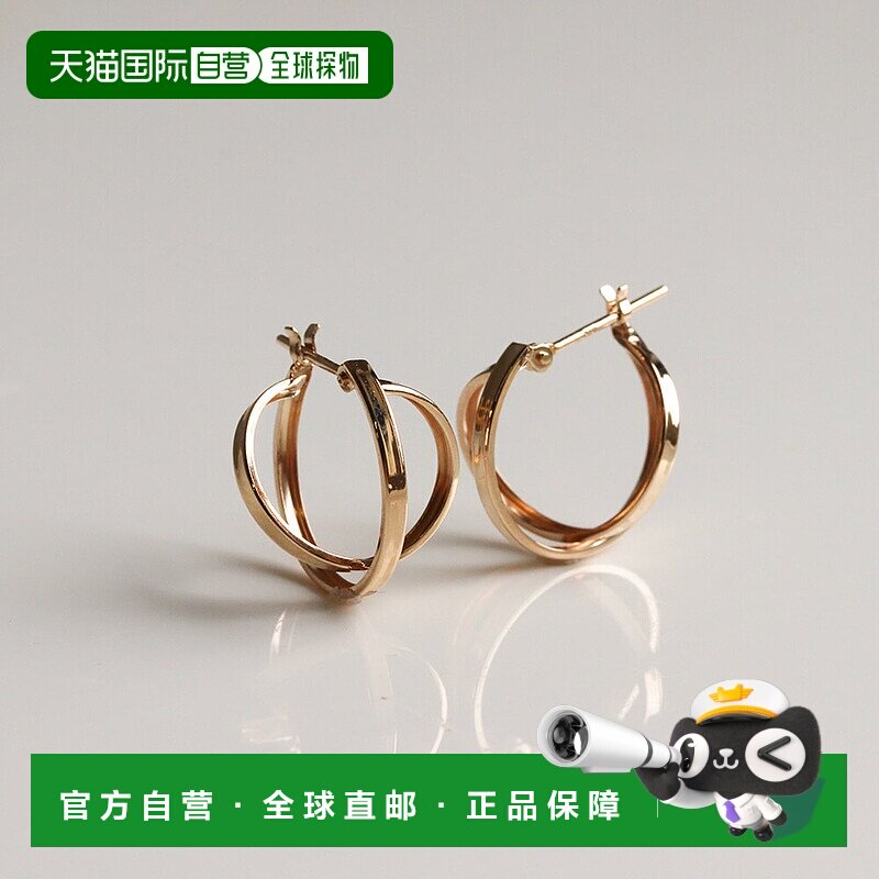 1h可退 日本直邮cui-cui K10YG 黄金双层钩针耳环 779715配饰