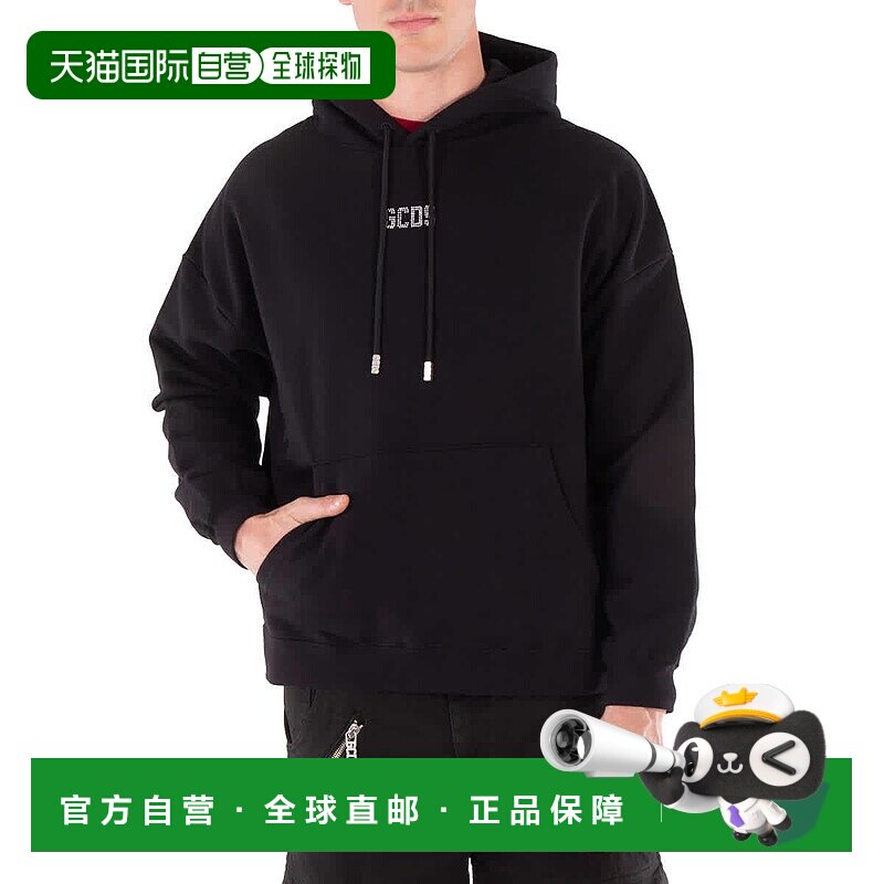 自营 GCDS Bling Logo棉质连帽衫-黑色 美国奥莱直发卫衣