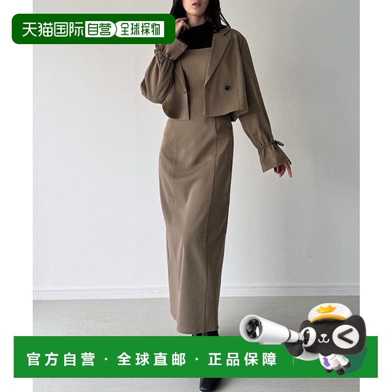 日本直邮JUNOAH 袖带丝带夹克与I型吊带连衣裙套装（无衬里） [95
