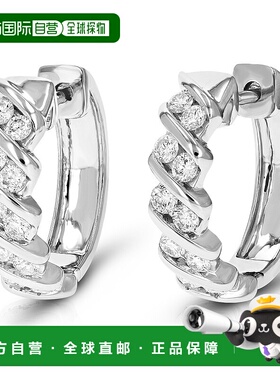 自营 vir jewels3/4 克拉圆形切割实验室培育钻石圈形耳环 0.925