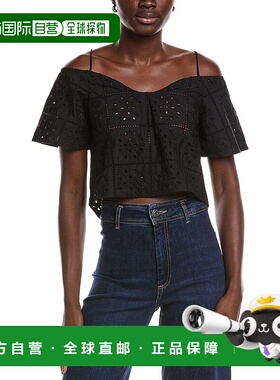 自营GANNI Broderie Anglaise Top - BLACK 女装上衣美国奥莱直发