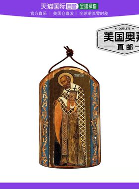 Designocracy 圣尼克木制希腊基督教东正教图标装饰 - 多色 【美