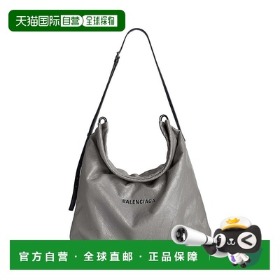 自营欧洲直邮Balenciaga巴黎世家 男士灰色小牛皮logo标识大号单