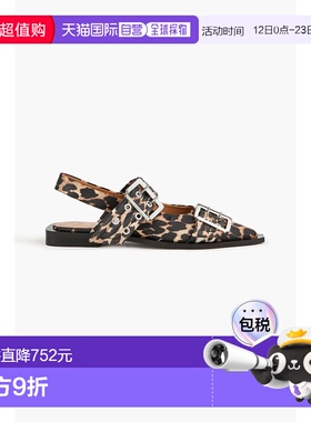 香港直邮GANNI 甘尼 女士 豹纹露跟平底鞋 S29474926943LEOPARD