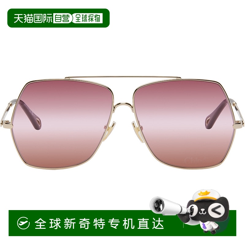 1h可退 香港直邮潮奢 Chloe 蔻依 女士 金色 Aly 太阳镜 CH0278S