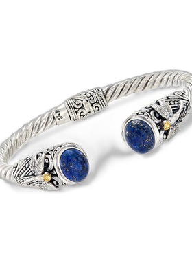 自营Ross-Simons 青金石巴厘岛风格蜻蜓手镯 925 纯银和 18kt 黄