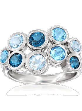 自营Ross-Simons 925 银蓝色托帕石气泡戒指 - 蓝色 美国奥莱直发
