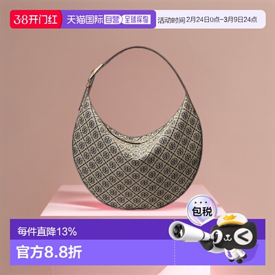 TORY BURCH 汤丽柏琦 T Monogram 徽标印花可调节肩带 织物 新月