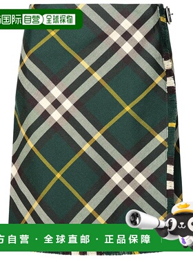 1h可退 香港直邮潮奢 Burberry 巴宝莉 女士 格紋印花百褶裙 8083