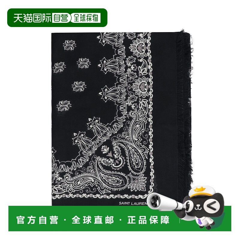 1h可退 香港直邮SAINT LAURENT 女士围巾 6865903Y6681078 CO 黑
