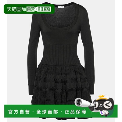 1h可退 香港直邮Alaia 女士 Crinoline 羊毛混纺迷你连衣裙