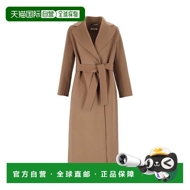 自营max mara驼色Poldo束带外套-棕色 美国奥莱直发