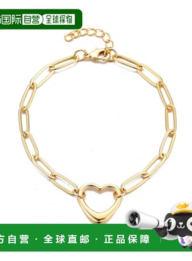 自营adornia14k镀金回形针链状心形手镯-金色 美国奥莱直发