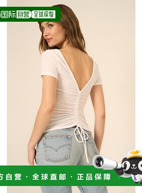 自营project social tHappy Hour Pointelle褶边后肋T恤-白色 美