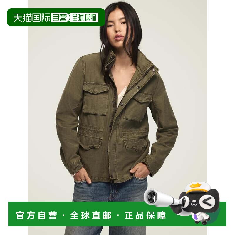 自营lucky brandLucky品牌女式实用夹克-中号深绿色 美 美国奥莱