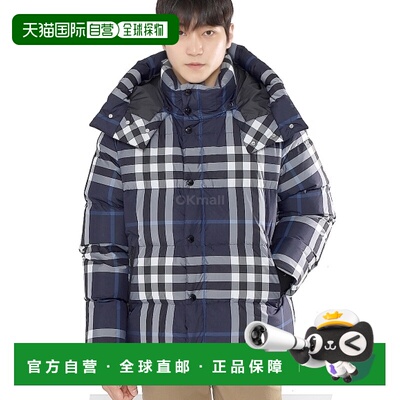韩国直邮BURBERRY 可拆卸连帽夜间格纹羽绒服 (8059212) 向下/填