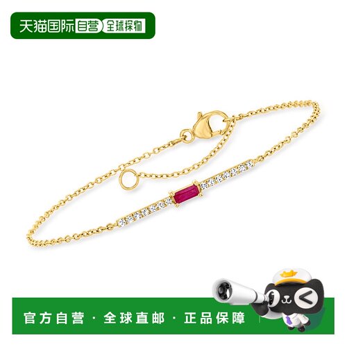 自营Ross-Simons Ruby 的 RS Pure 和 . 14kt 黄金钻石条形手链 -