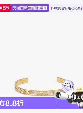 欧洲直邮Fendi F is Fend雕刻细节 金色手链自然水晶装饰手镯