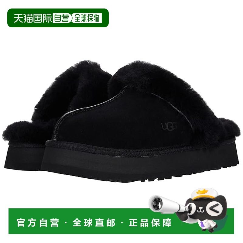 1h可退 香港直邮Ugg 女士 Disquette 拖鞋 black黑色 舒适时尚,女鞋,时装凉鞋,淘宝优惠券,粉丝福利购,淘宝优惠卷