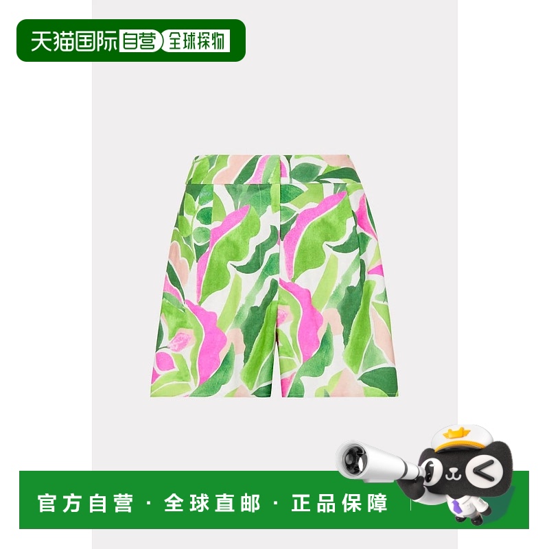 自营milly彩绘花朵亚麻短叶多叶多叶 美国奥莱直发