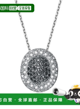 自营 GENEVIVE 纯银黑色和透明立方氧化锆复古项链 美国奥莱直发
