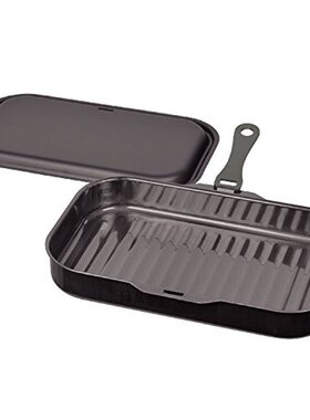 日本直邮烤盘 黑色 30x18cm，带铁盖和把手方波货架