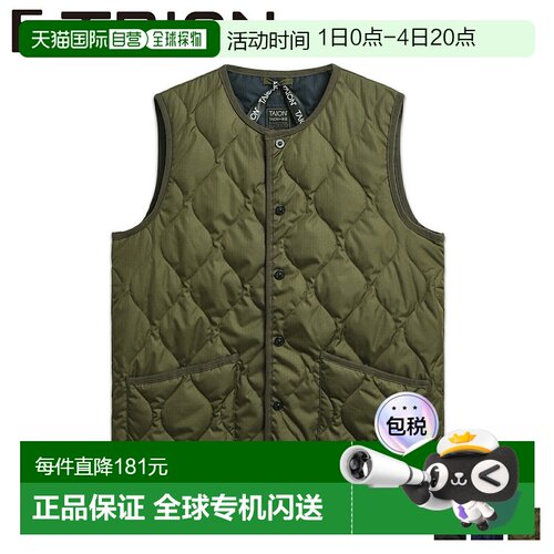 日本直邮TAION 内羽绒背心外套男女纽扣防水羽绒背心橄榄 004B2ML