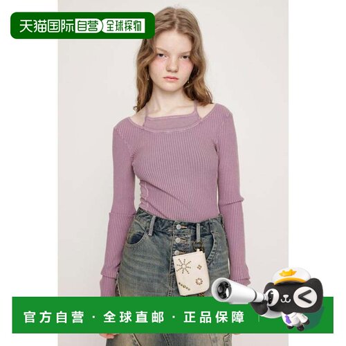 日本直邮LAYER WASHED KNIT 上衣 长袖 紫色背心