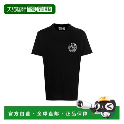 欧洲直邮VERSACE范思哲徽标印花圆领休闲短袖Polo衫男款球衣纯棉