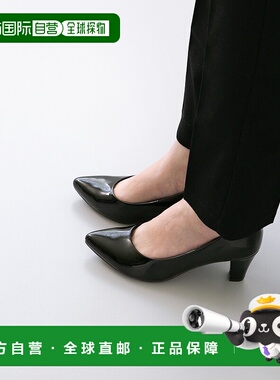 【日本直邮】Menuemenueflyly4E粗跟尖头6厘米高跟鞋（黑色浅口单