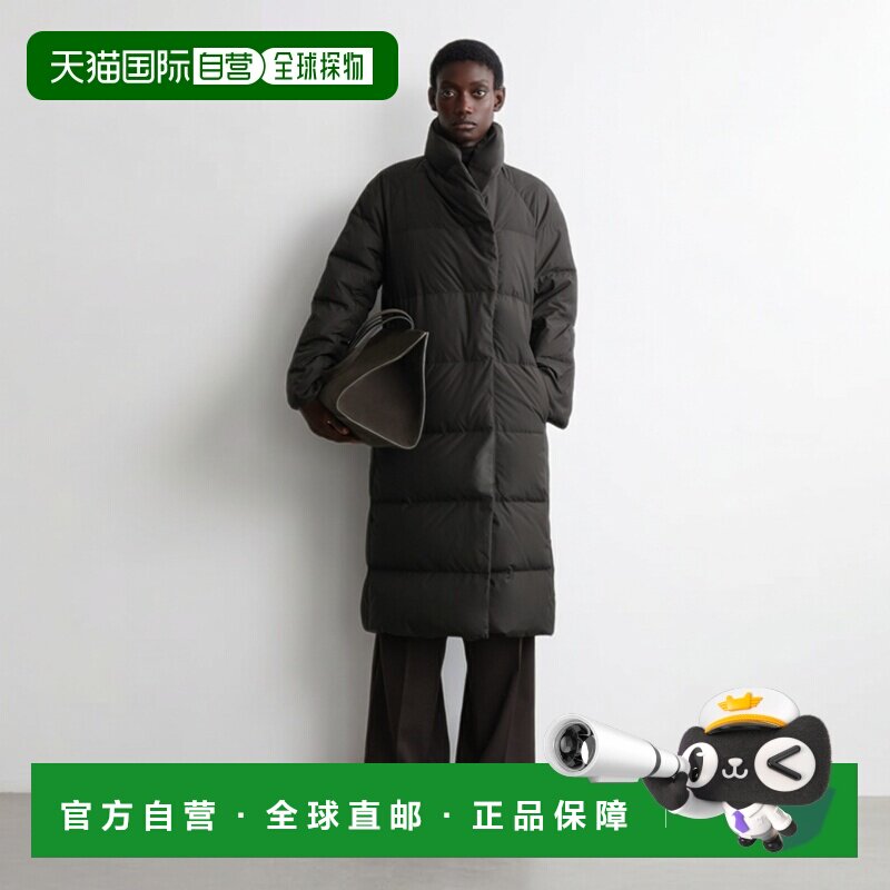 自营欧洲直邮COS 女士棕色绗缝披肩领长款棉服外套羽绒服女装图片