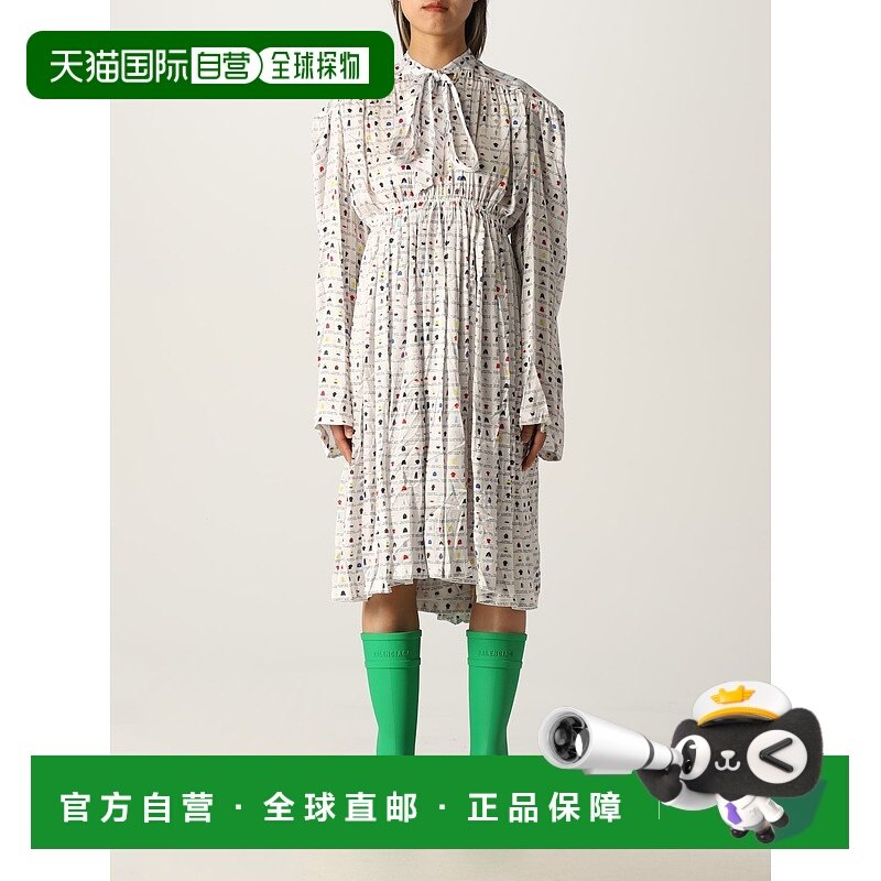 1h可退 香港直邮Balenciaga 巴黎世家 女士 印花长袖连衣裙 68079,女装/女士精品,连衣裙,淘宝优惠券,粉丝福利购,淘宝优惠卷