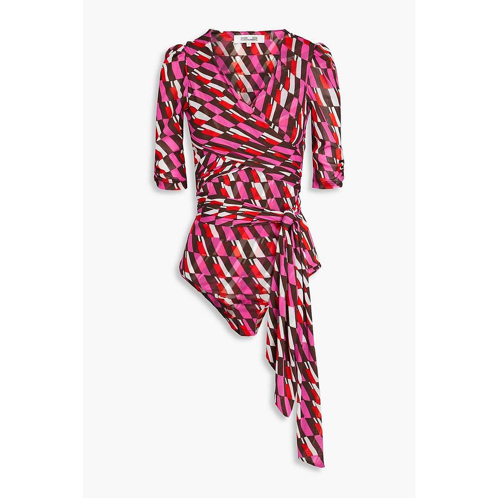 美国直邮DIANE VON FURSTENBERG Abbie印花网眼包裹效果紧身衣