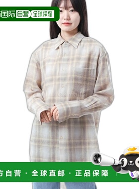 韩国直邮AURALEE 透气羊毛格纹衬衫 黄灰色格纹 (A24AS02WN) 衬衫