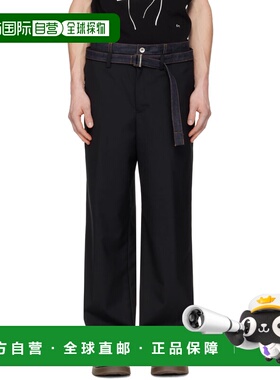 1h可退 香港直邮Sacai 男士 黑色 Suiting & Denim 长裤 2603903M