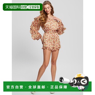 自营Guess Jumpsuit Women's Red Floral Print Regular Ruffle