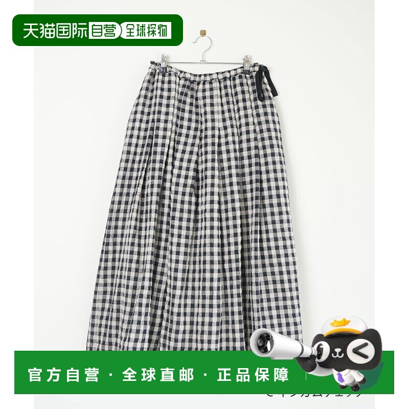 日本直邮ina 羊毛格纹褶裙长裙格纹裙格纹下装长款女装 [232168]